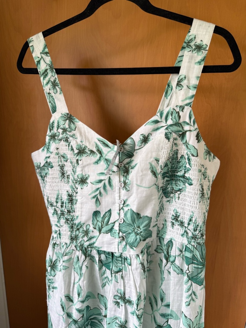 Maurices White Midi Dress with Green Floral Print Size XL